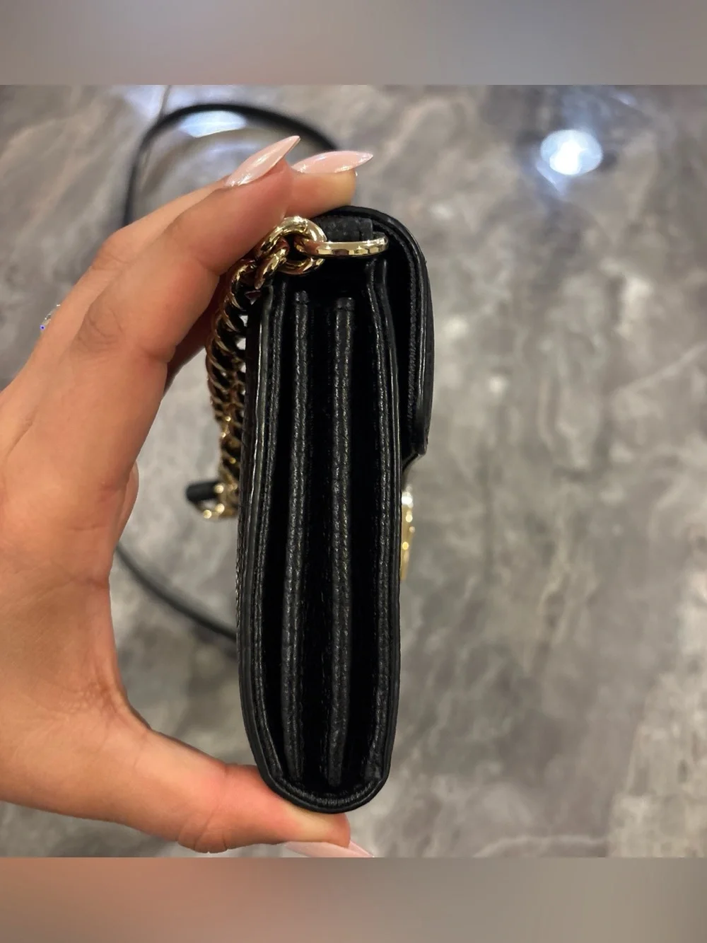 Michael Kors Black Pebbled Leather Crossbody with Gold MK Emblem - Picture 7 of 7